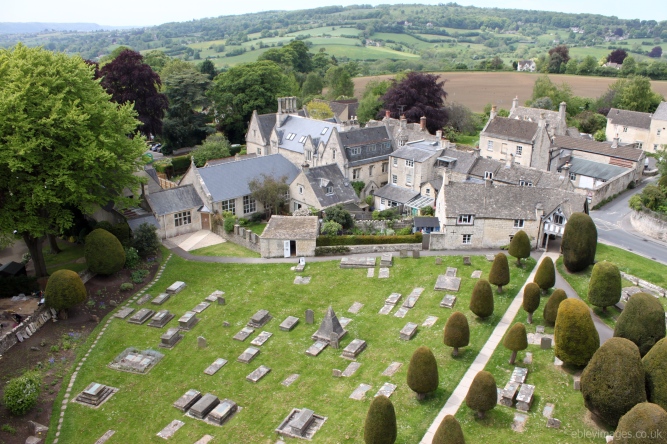West side of churchyard from St Mary's tower, Painswick